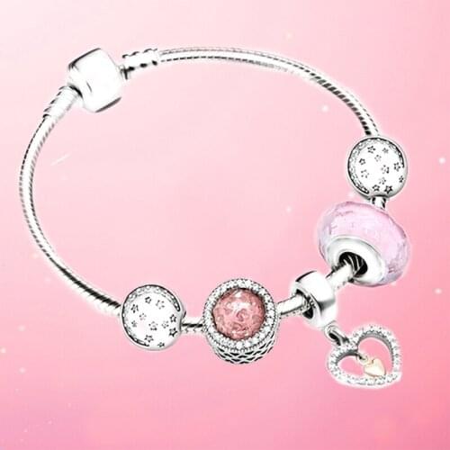 BRACE CODE New Starry sky Fine Brand Bracelet Charm Bracelet for Women Snake Chain Silver Plated Metal