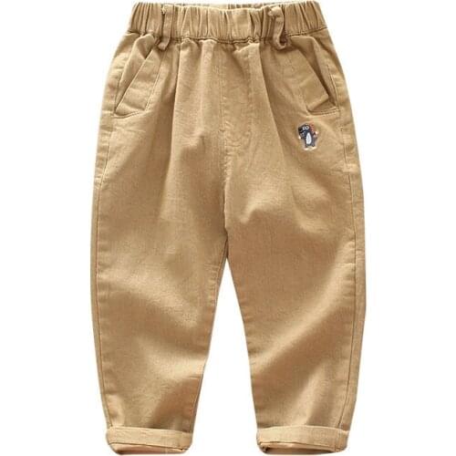 Baby Boys Cotton Casual Pants Spring Autumn Winter Velvet Cargo Pants Embroidery Cartoon Dinosaur Toddler Girls Trousers 2-10Y
