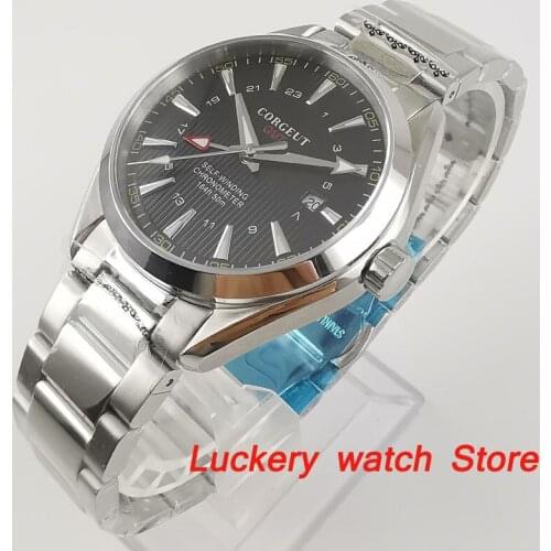 Corgeut 41mm Luxury GMT Mechanical Watch 316L stainless steel case Sapphire crystal Automatic Men Mechanical Wrist Watches