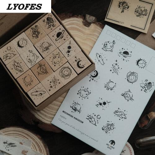 DIY Combination Letter Stamp Diary Wedding Letter Wood Rubber Stamp Set with Vintage Wooden Box Gift