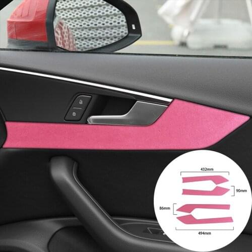 For Audi A4L 2017+ Alcantara Suede Wrap Car Door Hand Panel Strip Cover Trim Door Handles Stickers Internal Accessories Styling