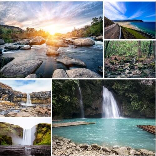 Natural Scenery Waterfall Photography Backgrounds Props Spring Landscape Portrait Photo Backdrops 21110WA-07