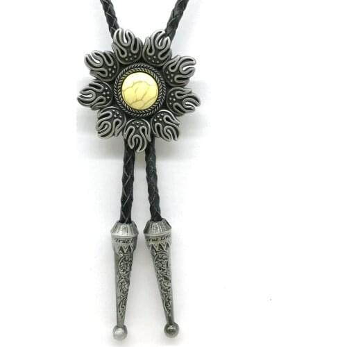 KDG Western Cowboy Zinc Alloy Sunflower Point Natural Stone Eye BOLO Necktie Matching Shirt Men and Women Same Style