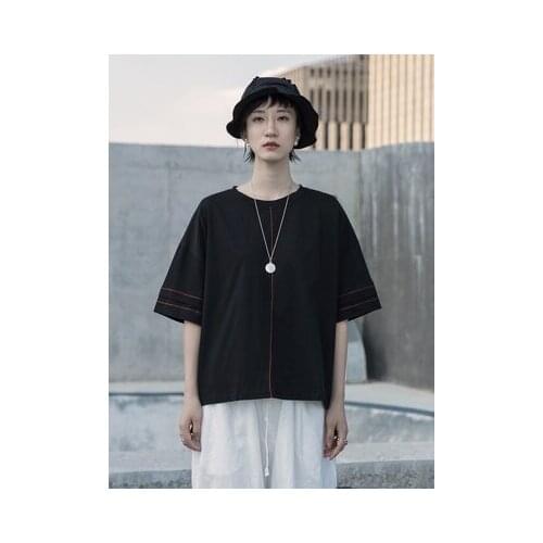 Hong Kong style simple designer casual casual casual short-sleeved t-shirt women