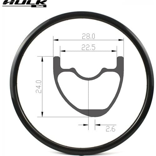 HULKWHEELS 27.5er Ultralight Mtb Carbon Fiber Rim 28mm Width 24mm Depth 280g 650B Mountain Bicycle Rims Hookless Bike Wheelset