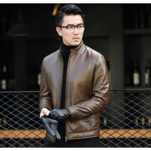 Leather Jacket Men 2020 Slim Real Leather Jackets Winter sheepskin Leather Mens Duck Down Coat Jaqueta De Couro M15C083 YY1016