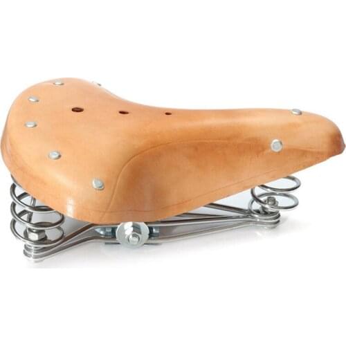 Bicycle Seat Leather Seat Three Spring Retro Car Seat Mountain Bike Seat Accessories Bicycle Saddle