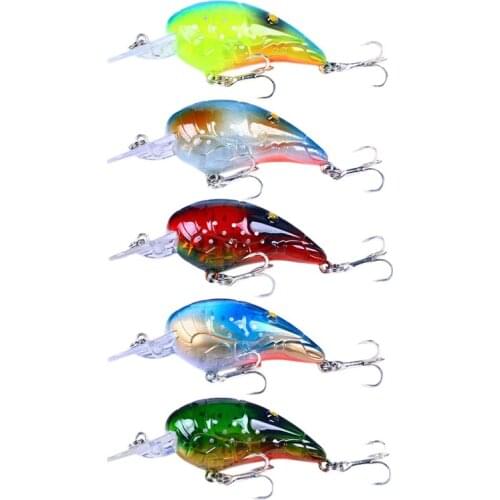 5Pcs Crankbait Hard Bait Bionic Fishing Lure Artificial Long Casting Freshwater Sea For Bass Trout Pike Crap