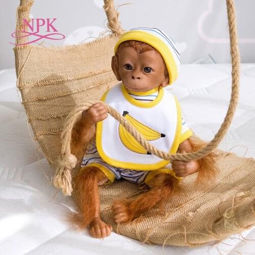NPK Original Design 40CM Brown Skin Monkey Bebe Doll Reborn Orangutans Cute Baby Doll Detailed Handing Painting Premie Size