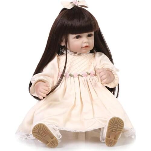 Bebe girl doll Reborn babies Dolls Soft Silicone and cotton body Lovely Lifelike long hair princess Girl Toy new gift boneca lol