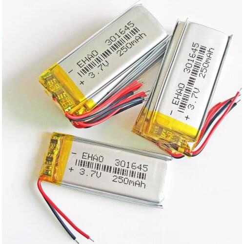 10 pcs 250mAh 3.7V lipo rechargeable battery lithium polymer for MP3 bluetooth pen smart watch headset headphon video pen 301645