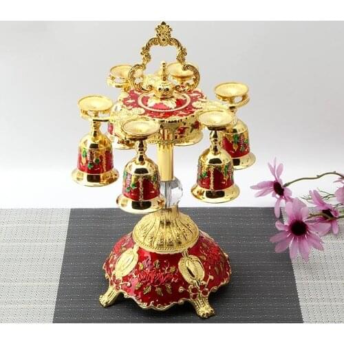 Metal Hanging Wine Rack Crystal Wine Cup Holder Fashion Exquisit Castle pattern with 6pcs cup table decoration 5 color