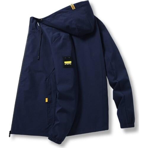 Casual Hooded Jacket Men Plus Size M-4XL Spring Autumn Thin Windbreaker Mens Jackets Solid Color Korean Fashion Outwear Coat Men