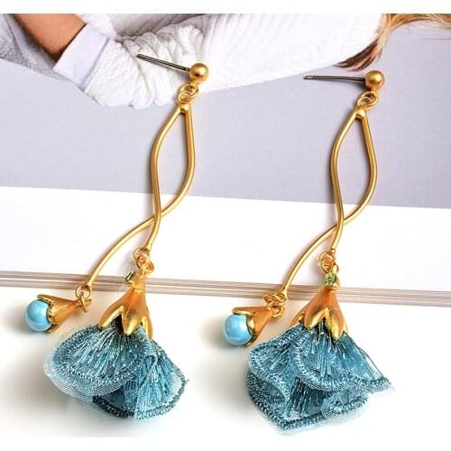 New Fashion Long Metal Earrings Statement Colorful Flowers Drop Earring High-quality Jewelry Accessories For Women