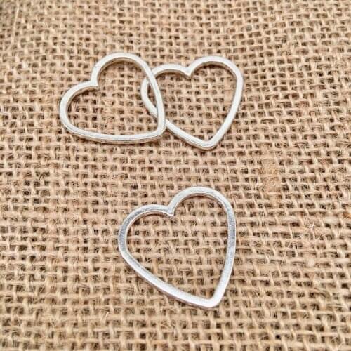 Wholesale 30 pcs alloy Love heart charm Couple Love heart Pendants fit DIY Handmade necklace earring bracelet Jewelry Mak