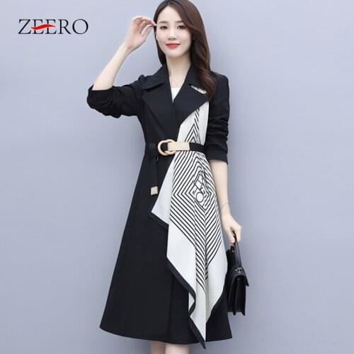 Autumn Korean Female Oversize Jacke Blazer Dress Winter Women Long Sleeve Casual Belt Removable Silk Scarf A-Line Dresses M-4XL