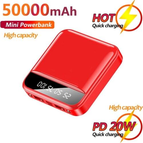 Mini Power Bank 50000mAh Portable External Battery Charger for IPhone Xiaomi Power Bank with Dual USB LED Digital Display