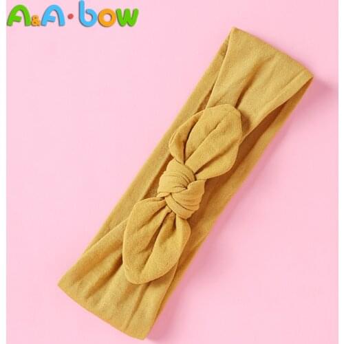 Headbands for NewbornTurban Knotted Bow Headband Nylon Solid Color Head Wraps Soft elastic hair bands Girl toddler accessories