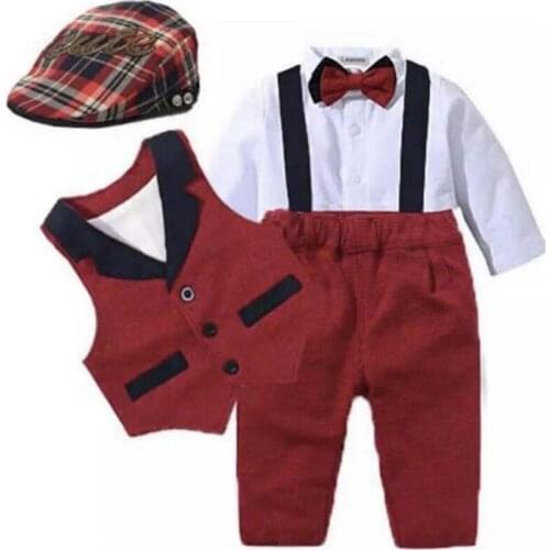 Christmas Toddler Boys Gentleman Suit Infant Kids Long Sleeve Bow Tie Shirt+Suspender Shorts Casual Baby Boy Clothes Outfits Set