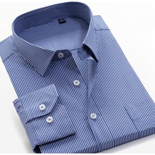 Big size 5XL 6XL 7XL 8XL 9XL 10XL Mens Business Gentleman Casual Stripe Long Sleeve Shirt 2020 New Simple Elegant Youth Shirt