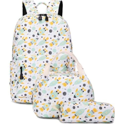 Abshoo School Backpack Children Teenagers Boys and Girls Large Capacity Water Resistant Cartoon Rocket Print Unisex School Bags
