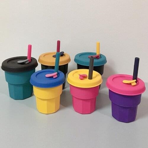 Silicone high-value sippy cups for children and women with soft cups and coffee cups cute water bottle for girls kawaii