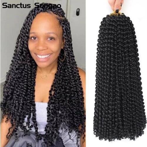 Synthetic Crochet Passion Twist Hair 18 Inch Long Bohemian Water Wave Crochet Braids for Passion Twist Crochet Hair Extensions