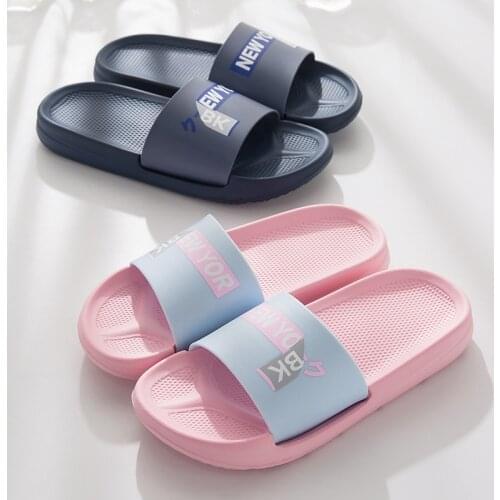 Summer Slippers Women Cute Lovely Floor Flat Slides Non-Slip Indoor Flip Flops Bathroom Home Couple Female Men Beach Sandals