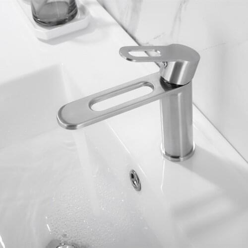Washbasin Faucet Stainless Steel Hot And Cold Basin Faucet Fashion Look Faucet Bathroom Kitchen Single Hole Faucet Salle De Bain
