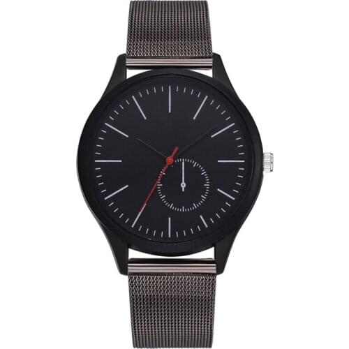 Modern Fashion Black Quartz Watch Men Women Mesh Stainless Steel Chic Watchband High Quality Casual Wristwatch Gift for Female
