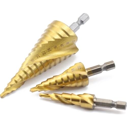 Drill bits 4-12 4-20 4-32mm 1 / 4 " hex HSS Titanium Coated Step Drill Bit Drilling Power Tools for Metal Steel Wood Hole Cutter