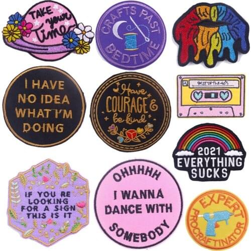 Cartoon Letter Patches On Clothes Thermoadhesive Patches Gay Rainbow Embroidery Patch Iron On Patch For Clothing Flower Badges