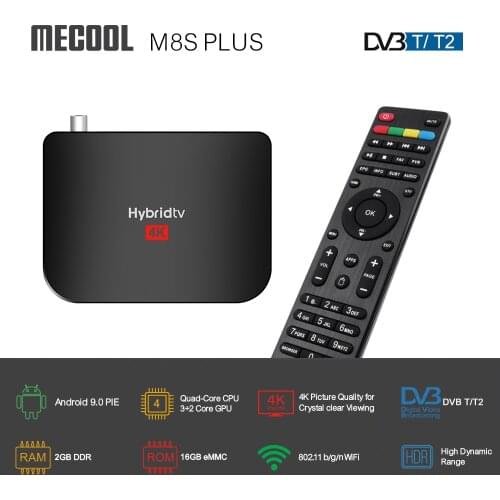 M8S Plus DVB T2 Mecool Andriod 9.0 TV Box 2G 16G Smart Media Player 2.4G WIFI S905X2 Quad Core ARM Cortex-A53 Mail-G31 MP2 OTA