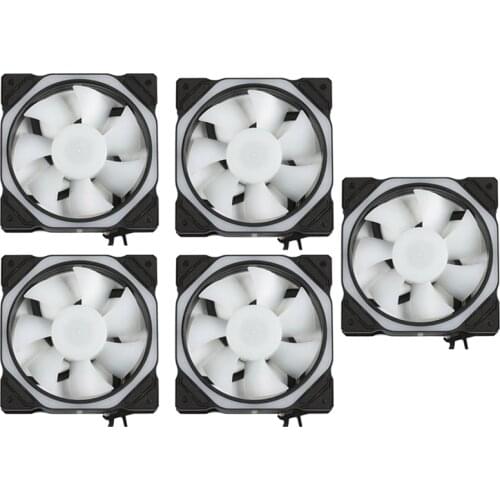 4 Pin 120mm Cool Fan Computer Fan Solar Eclipse External Interntl RGB Silent Fan with Controller for Pc Cooling 5 Pack