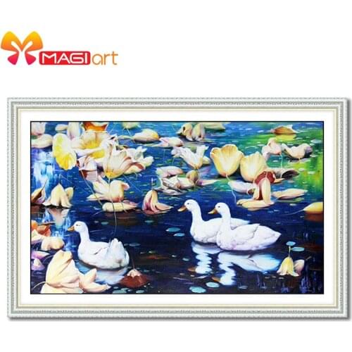 Cross stitch kits Embroidery needlework sets 11CT water soluble canvas patterns 14CT Animal Style A Flock Of Geese-NCMA045