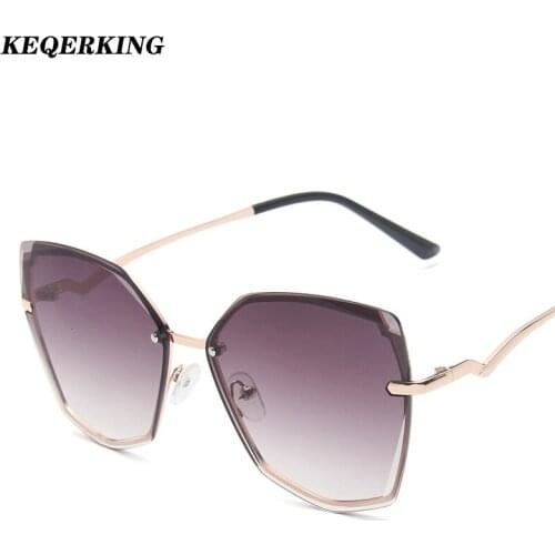 Metal Frameless Sunglasses Women Polarized Trend 2020 Summer Cat Eye Sun glasses for Ladies Rimless High Quality
