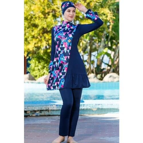 Women Laci Fuchsia Flounces Long Sleeve Hijab Swimwear Turkish' Muslim Swimsuit Burkinis Modest Clothing Islamic Long Sleeves Hijab Full House