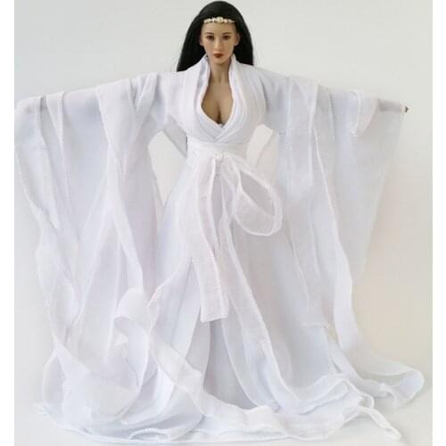 1/6 Ancient Costumes Female White Light Ancient Dresses for 12 inch Action Figures Body Model