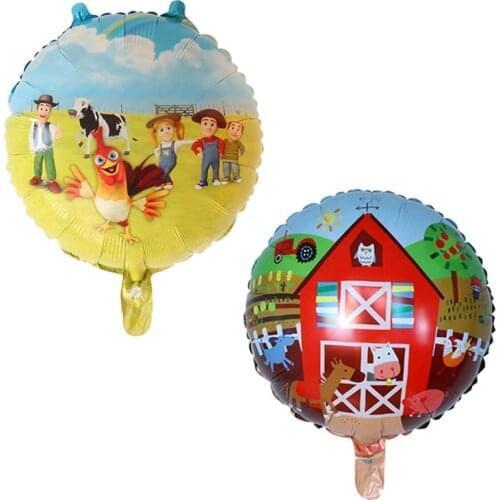 10pcs 18inch Round Farm Foil Helium Balloons House Farm Animal Balloons Kids Birthday Theme Party Decoration Air Globos Toys