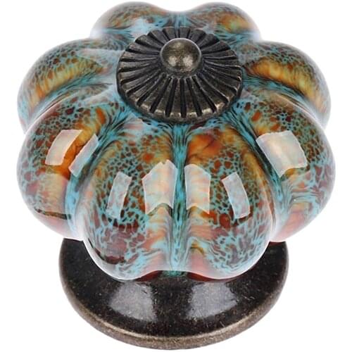 10Pcs/Set Ceramic Knobs with Colorful Knobs and Pumpkin Handles Drawer Ceramic Pulls for Cabinets, Kitchen and Bathroom Cabinets