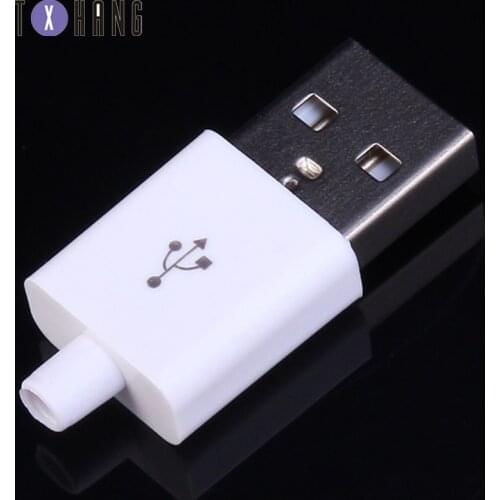 10PCS Male USB Connector Kit 5P 5pin USB 2.0 Plug Type A DIY Components White Plastic Cover