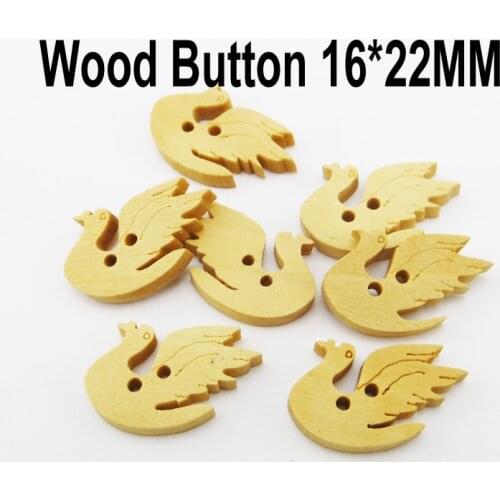 100PCS 16*22MM Wood Swan Buttons Coat Boots Sewing Clothes Accessory Love Animal Button WCB-197