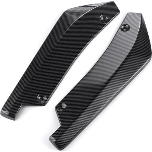 2pcs 44*11cm Black Carbon Fiber Car Rear Bumper Lip Spoiler Diffuser Splitter Scratch Protector Car Styling Decorative Bumper