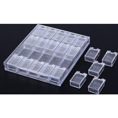 20 Grids Clear Acrylic Empty Storage Box Strass Beads Jewelry Decoration Nail Art Display Removable Container Case