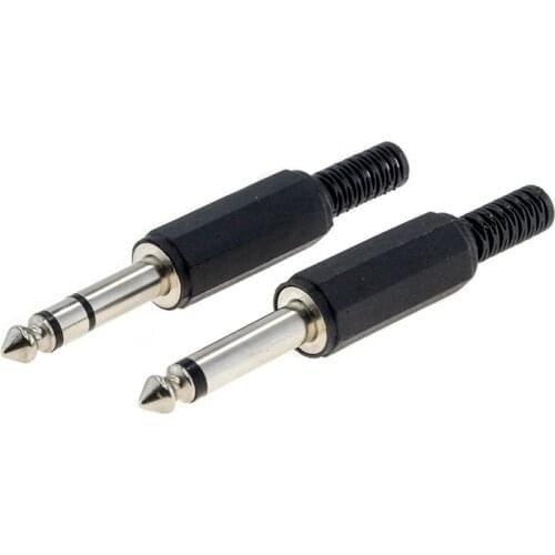 6/10 pieces 6.35 mm 1/4 inch two-core mono stereo headphone jack audio cable connection electric male plug wire terminal adapter