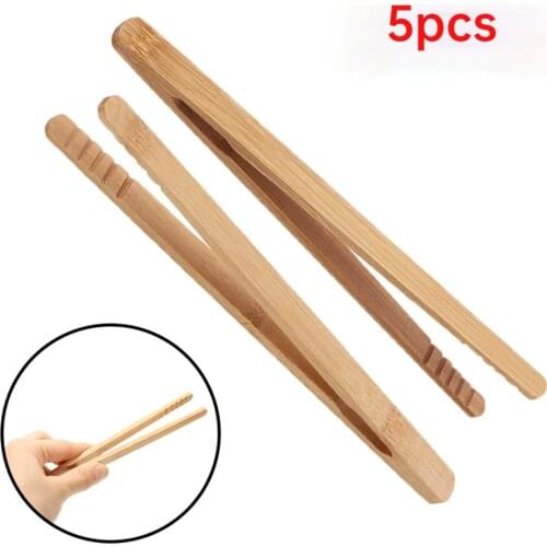 8pcs Wooden Tea Clip Bamboo Kitchen Salad Food Toast Tong Tweezer Bacon Sugar Ice Tea Utensil Teaware Accessories