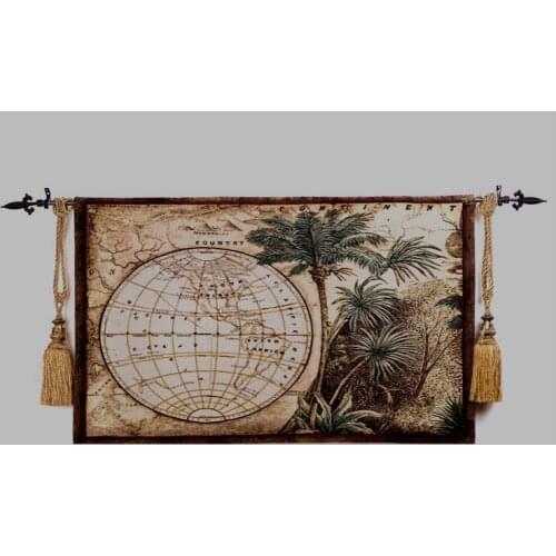 85*138cm High Quality Belgium Dobby Wall Hanging Tapestry living Room Painting Cloth Home Decoration Vintage Fabric European Map