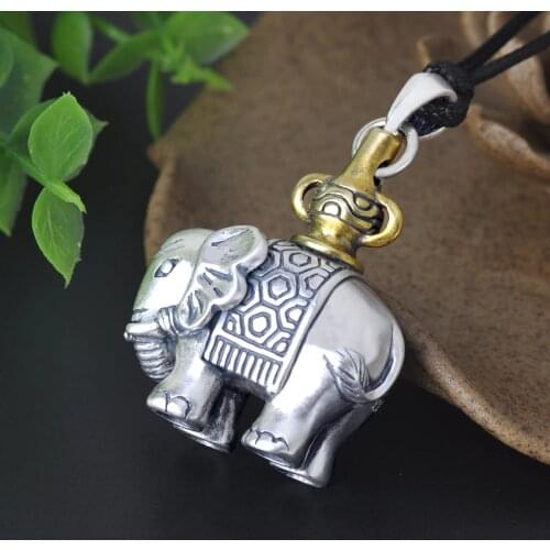 925 pure Joker Thai silver restoring ancient ways female silver elephant pendant sweater chain pendant jewelry wholesale