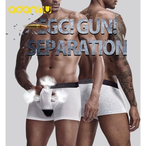 ADANNU New Arrivals Men Underwear New Guns Separate Boxer Cotton Breathable Male Panties U Convex Men Boxer Shorts Calzoncillo