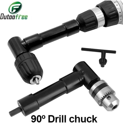 90 Degree Right Angled Adapter Keyless Chuck Electric Drill Adapter Electric Power Cordless Drill Attachment Angle Rotary Tools